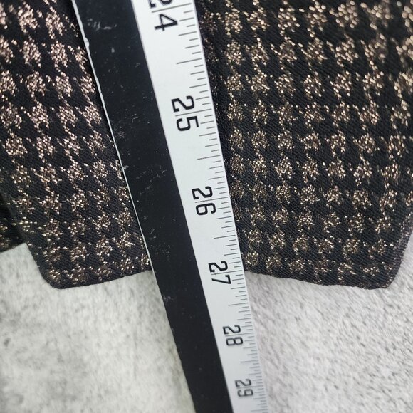 Womens Rachel Zoe Black & Metallic Gold Houndstooth Pants Career Straight 14 - Picture 9 of 12
